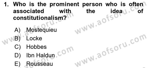Constitutional Law Dersi 2024 - 2025 Yılı (Vize) Ara Sınav Soruları 1. Soru