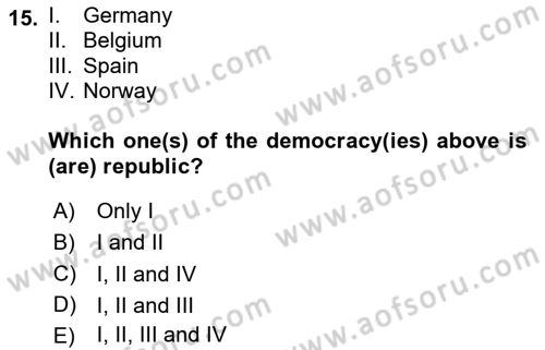 Constitutional Law Dersi 2024 - 2025 Yılı (Vize) Ara Sınav Soruları 15. Soru