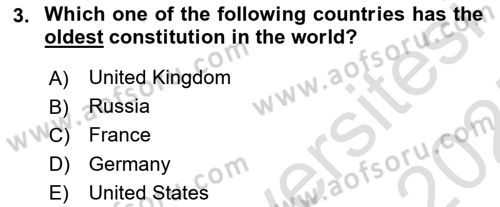 Constitutional Law Dersi 2024 - 2025 Yılı (Vize) Ara Sınav Soruları 3. Soru