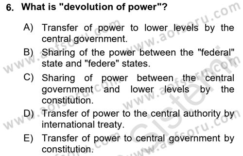 Constitutional Law Dersi 2024 - 2025 Yılı (Vize) Ara Sınav Soruları 6. Soru