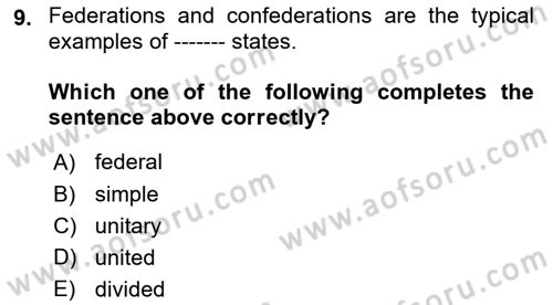 Constitutional Law Dersi 2024 - 2025 Yılı (Vize) Ara Sınav Soruları 9. Soru