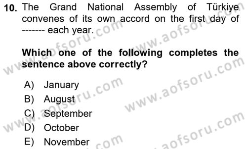 Constitutional Law Dersi 2024 - 2025 Yılı (Final) Dönem Sonu Sınav Soruları 10. Soru