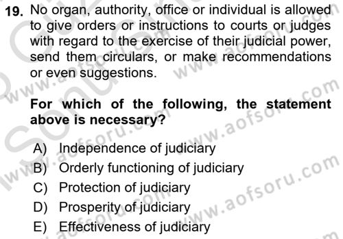 Constitutional Law Dersi 2024 - 2025 Yılı (Final) Dönem Sonu Sınav Soruları 19. Soru
