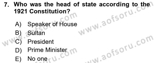 Constitutional Law Dersi 2024 - 2025 Yılı (Final) Dönem Sonu Sınav Soruları 7. Soru