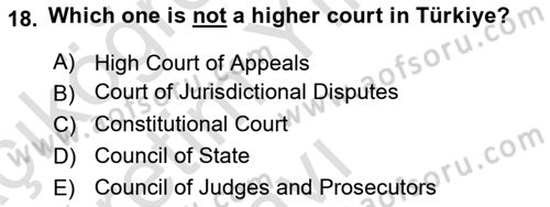 Constitutional Law Dersi 2024 - 2025 Yılı Yaz Okulu Sınav Soruları 18. Soru