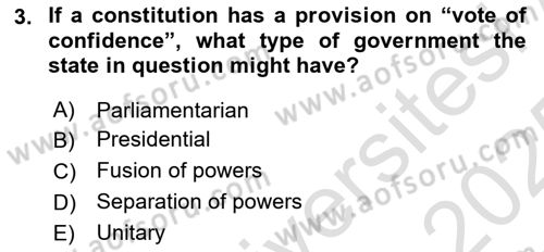 Constitutional Law Dersi 2024 - 2025 Yılı Yaz Okulu Sınav Soruları 3. Soru