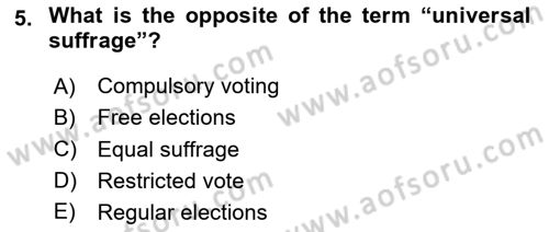 Constitutional Law Dersi 2024 - 2025 Yılı Yaz Okulu Sınav Soruları 5. Soru