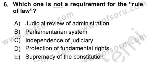 Constitutional Law Dersi 2024 - 2025 Yılı Yaz Okulu Sınav Soruları 6. Soru
