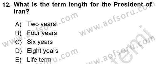 Comparative Political systems Dersi 2022 - 2023 Yılı Yaz Okulu Sınav Soruları 12. Soru