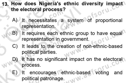 Comparative Political systems Dersi 2022 - 2023 Yılı Yaz Okulu Sınav Soruları 13. Soru