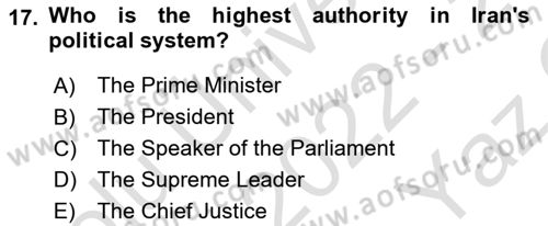 Comparative Political systems Dersi 2022 - 2023 Yılı Yaz Okulu Sınav Soruları 17. Soru