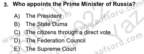 Comparative Political systems Dersi 2022 - 2023 Yılı Yaz Okulu Sınav Soruları 3. Soru