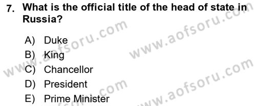 Comparative Political systems Dersi 2022 - 2023 Yılı Yaz Okulu Sınav Soruları 7. Soru