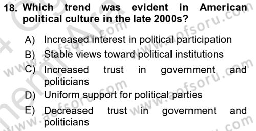 Comparative Political systems Dersi 2023 - 2024 Yılı (Vize) Ara Sınav Soruları 18. Soru
