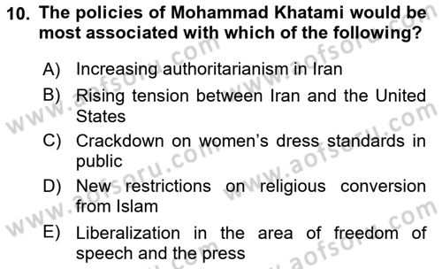Comparative Political systems Dersi 2023 - 2024 Yılı (Final) Dönem Sonu Sınav Soruları 10. Soru