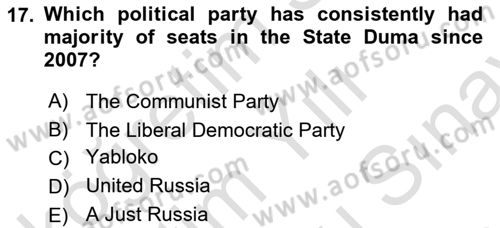Comparative Political systems Dersi 2023 - 2024 Yılı (Final) Dönem Sonu Sınav Soruları 17. Soru