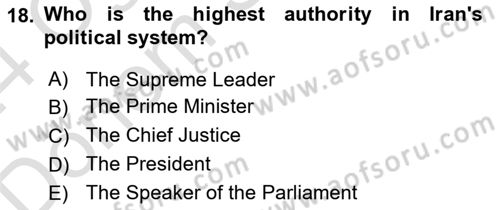 Comparative Political systems Dersi 2023 - 2024 Yılı (Final) Dönem Sonu Sınav Soruları 18. Soru