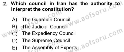 Comparative Political systems Dersi 2023 - 2024 Yılı (Final) Dönem Sonu Sınav Soruları 2. Soru