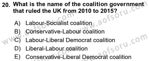 Comparative Political systems Dersi 2023 - 2024 Yılı (Final) Dönem Sonu Sınav Soruları 20. Soru