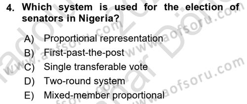 Comparative Political systems Dersi 2023 - 2024 Yılı (Final) Dönem Sonu Sınav Soruları 4. Soru