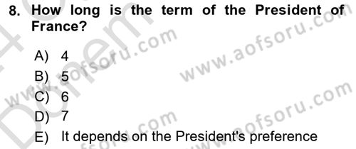 Comparative Political systems Dersi 2023 - 2024 Yılı (Final) Dönem Sonu Sınav Soruları 8. Soru