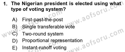 Comparative Political systems Dersi 2023 - 2024 Yılı Yaz Okulu Sınav Soruları 1. Soru