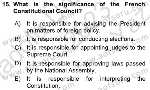 Comparative Political systems Dersi 2023 - 2024 Yılı Yaz Okulu Sınav Soruları 15. Soru