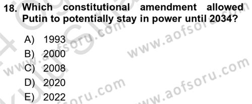 Comparative Political systems Dersi 2023 - 2024 Yılı Yaz Okulu Sınav Soruları 18. Soru