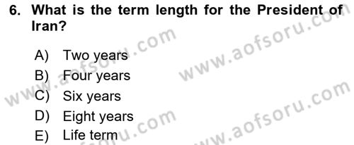 Comparative Political systems Dersi 2023 - 2024 Yılı Yaz Okulu Sınav Soruları 6. Soru