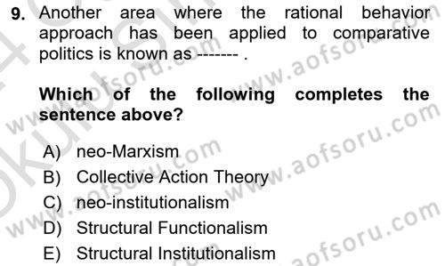 Comparative Political systems Dersi 2023 - 2024 Yılı Yaz Okulu Sınav Soruları 9. Soru