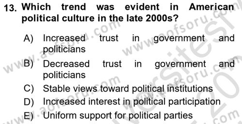 Comparative Political systems Dersi 2024 - 2025 Yılı (Vize) Ara Sınav Soruları 13. Soru