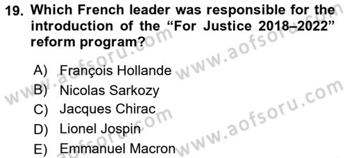 Comparative Political systems Dersi 2024 - 2025 Yılı (Vize) Ara Sınav Soruları 19. Soru