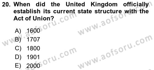 Comparative Political systems Dersi 2024 - 2025 Yılı (Vize) Ara Sınav Soruları 20. Soru
