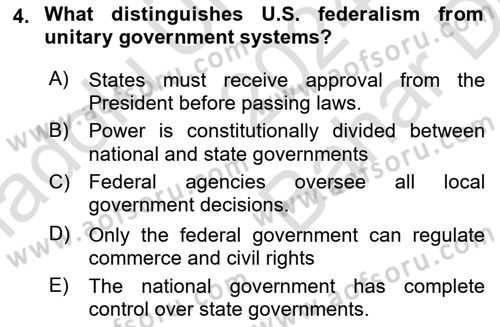 Comparative Political systems Dersi 2024 - 2025 Yılı (Vize) Ara Sınav Soruları 4. Soru