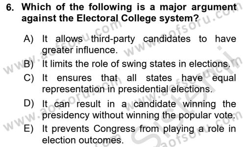 Comparative Political systems Dersi 2024 - 2025 Yılı (Vize) Ara Sınav Soruları 6. Soru