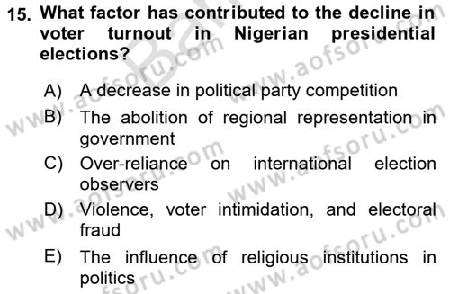 Comparative Political systems Dersi 2024 - 2025 Yılı (Final) Dönem Sonu Sınav Soruları 15. Soru