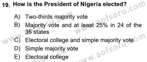 Comparative Political systems Dersi 2024 - 2025 Yılı (Final) Dönem Sonu Sınav Soruları 19. Soru