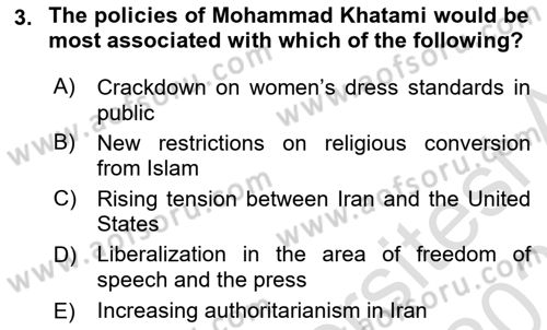 Comparative Political systems Dersi 2024 - 2025 Yılı (Final) Dönem Sonu Sınav Soruları 3. Soru