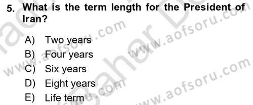 Comparative Political systems Dersi 2024 - 2025 Yılı (Final) Dönem Sonu Sınav Soruları 5. Soru