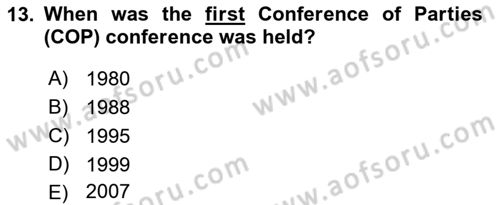 Urban and Enviromental Policy Dersi 2022 - 2023 Yılı Yaz Okulu Sınav Soruları 13. Soru