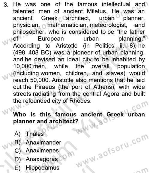Urban and Enviromental Policy Dersi 2022 - 2023 Yılı Yaz Okulu Sınav Soruları 3. Soru