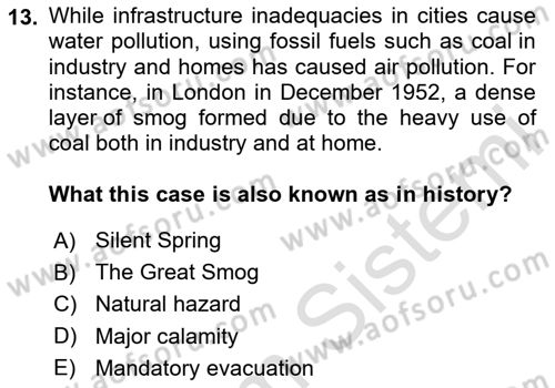 Urban and Enviromental Policy Dersi 2023 - 2024 Yılı (Vize) Ara Sınav Soruları 13. Soru