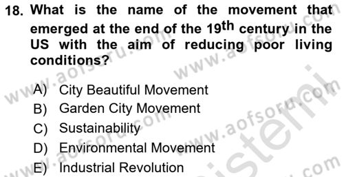 Urban and Enviromental Policy Dersi 2023 - 2024 Yılı (Vize) Ara Sınav Soruları 18. Soru
