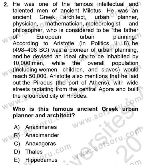 Urban and Enviromental Policy Dersi 2023 - 2024 Yılı (Vize) Ara Sınav Soruları 2. Soru