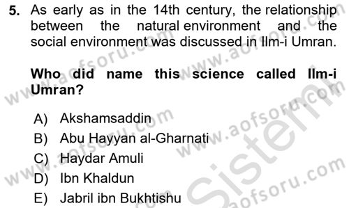 Urban and Enviromental Policy Dersi 2023 - 2024 Yılı (Vize) Ara Sınav Soruları 5. Soru