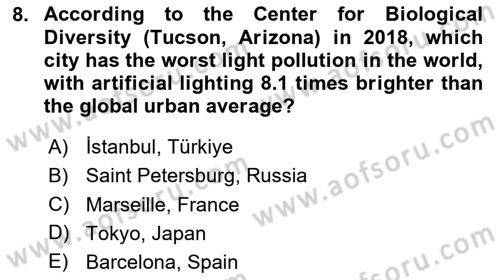 Urban and Enviromental Policy Dersi 2023 - 2024 Yılı (Vize) Ara Sınav Soruları 8. Soru