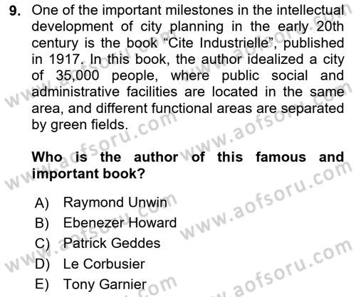 Urban and Enviromental Policy Dersi 2023 - 2024 Yılı (Vize) Ara Sınav Soruları 9. Soru