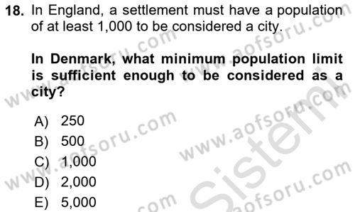 Urban and Enviromental Policy Dersi 2023 - 2024 Yılı (Final) Dönem Sonu Sınav Soruları 18. Soru