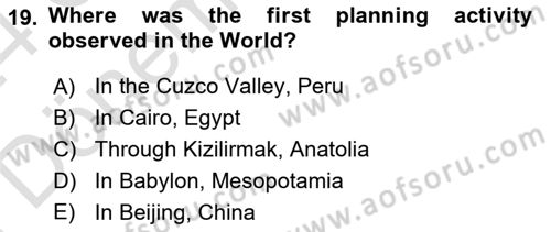 Urban and Enviromental Policy Dersi 2023 - 2024 Yılı (Final) Dönem Sonu Sınav Soruları 19. Soru
