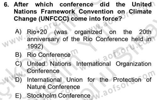 Urban and Enviromental Policy Dersi 2023 - 2024 Yılı (Final) Dönem Sonu Sınav Soruları 6. Soru